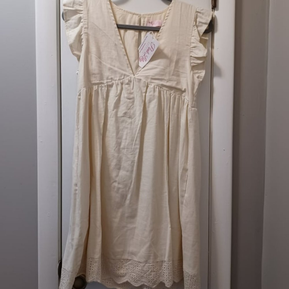 Pink Lily, Dress, Cream, Small Size